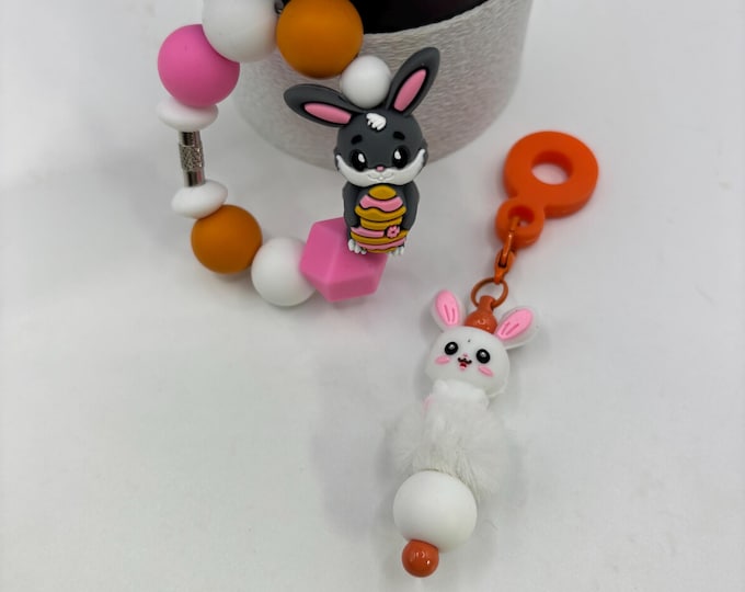 Bunny Rabbit Stanley Cup Bracelet:  Cup Handle Bracelet | Straw Charm  | Easter