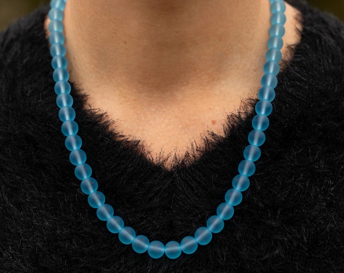 Blue Turquoise Statement Seaglass Necklace Set | Seaglass Necklace | Statement Necklace |  Seaglass Earrings | Set of Necklace and Earrings
