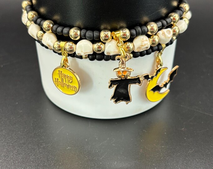 Halloween Stanley Cup Bracelet | Tumbler Accessories  | Stanley Charm Bracelet | Tumbler Bracelets | Stretchy Cup Bracelet