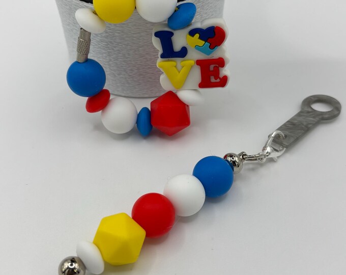Autism Awareness Stanley Cup Bracelet:  Cup Handle Bracelet | Straw Charm | Purse Bracelet |