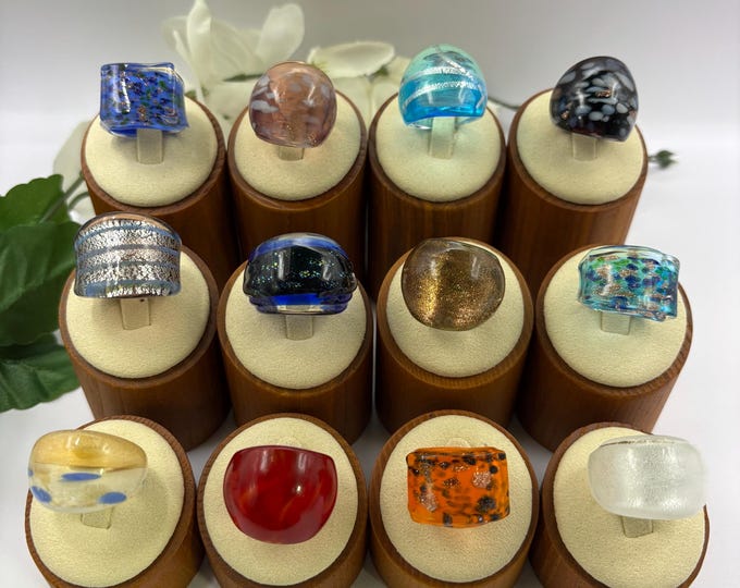 Size 6 3/4 Lampwork Glass Rings | Millefiori Glass Rings | Murano Inspired Glass Rings | Statement Rings