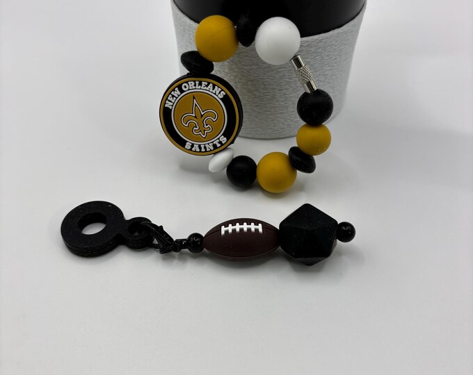 Football Tumbler Accessories |  Stanley or Other Tumbler Cup Handle Bracelets | Straw Charms | Football
