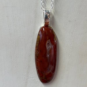 Red Jasper Gemstone Pendant Necklace | Gemstone Cabochon | Red Jasper