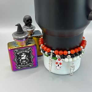 Halloween Stanley Cup Bracelet | Tumbler Accessories | Stanley Charm Bracelet | Tumbler Bracelet | Stretchy Cup Bracelet