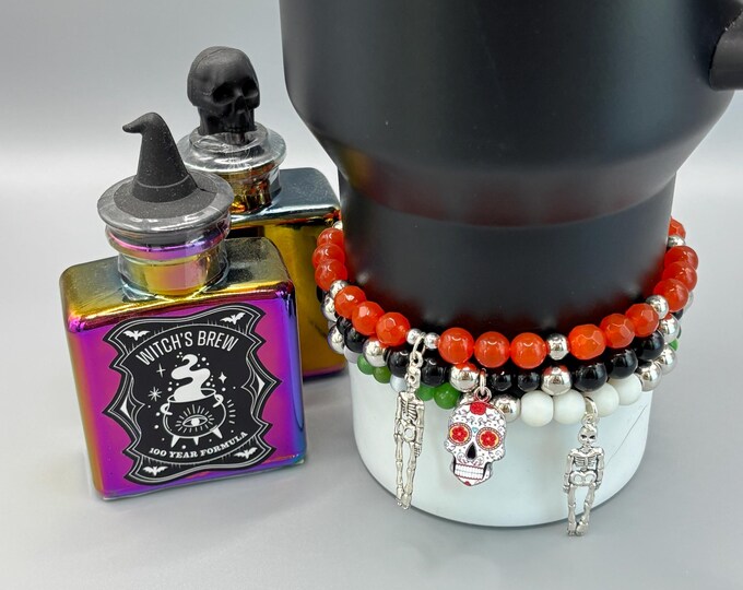 Halloween Stanley Cup Bracelet | Tumbler Accessories | Stanley Charm Bracelet | Tumbler Bracelet | Stretchy Cup Bracelet