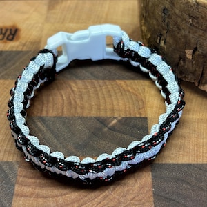 Black and White Handmade 550 Paracord Bracelet  | Cobra Knot Paracord Bracelet  | 8 inch Bracelet