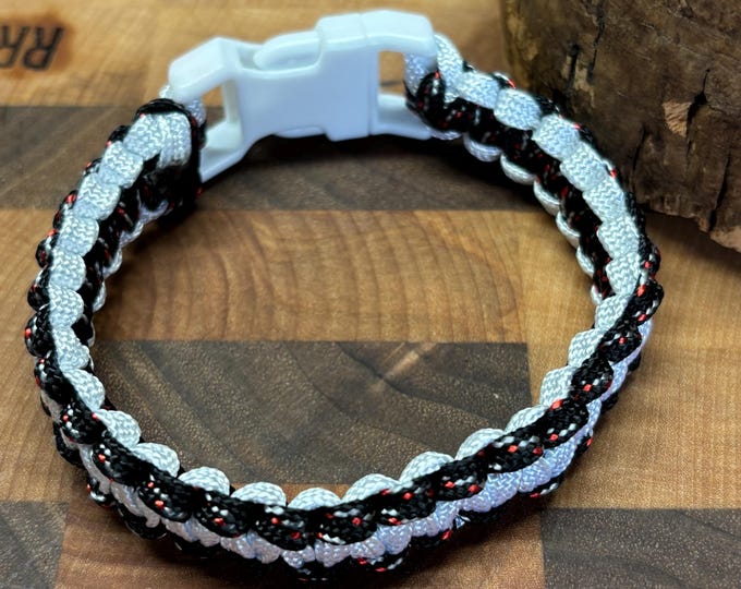 Black and White Handmade 550 Paracord Bracelet  | Cobra Knot Paracord Bracelet  | 8 inch Bracelet