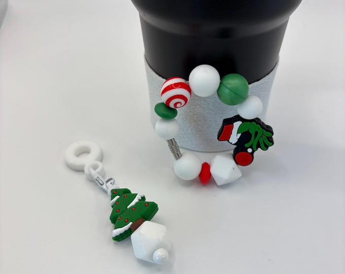 Christmas Grinch Stanley Cup Bracelet:  Cup Handle Bracelet | Straw Charm | Purse Bracelet | Holiday | Grinch |