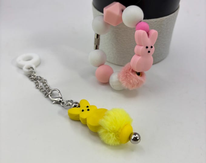 Peeps Bunny Rabbit Stanley Cup Bracelet:  Cup Handle Bracelet | Straw Charm  | Easter | Easter Basket