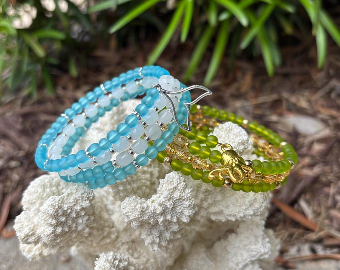 Seaglass Bracelet | Turquoise Blue Seaglass  | Peridot Seaglass | Gold Seaglass |  Pearls | Seaglass Bracelet