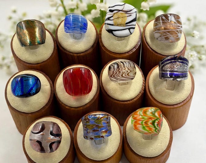Size 5 Lampwork Glass Rings | Millefiori Glass Rings | Murano Inspired Glass Rings | Statement Rings