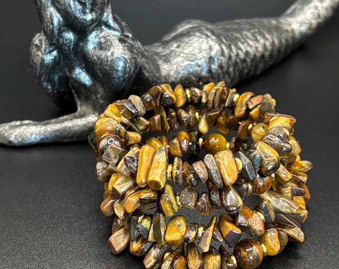 Brown Tiger Eye Bracelet | Memory Wire Bracelet | Multi-Strand Bracelet | Tiger Eye Gemstone