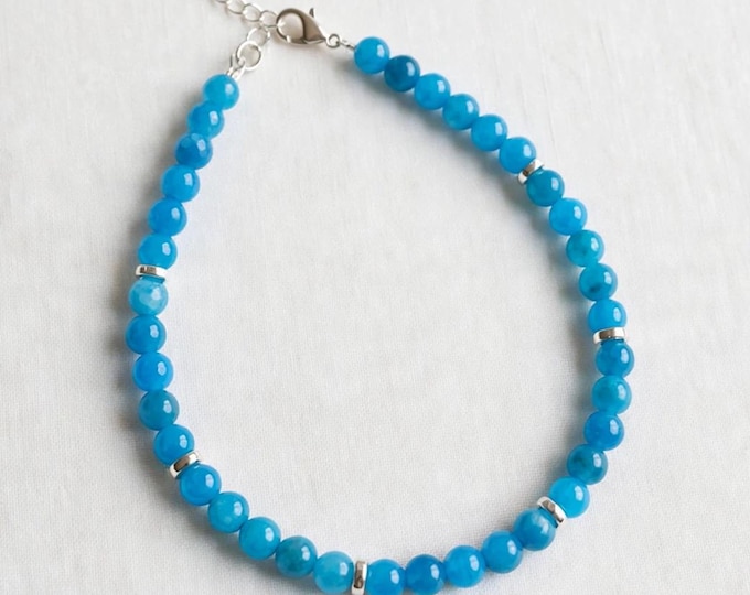 Blue Apatite Gemstone Anklet |  Ankle Bracelet | Gemstone Ankle Bracelet | Anklet