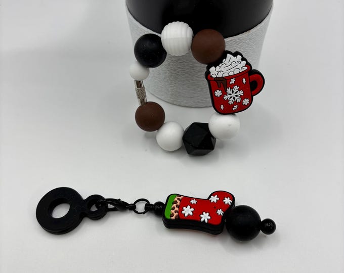 Christmas Cocoa  Stanley Cup Bracelet:  Tumbler Straw Charm | Purse Bracelet | Holiday  | Cocoa | Stocking