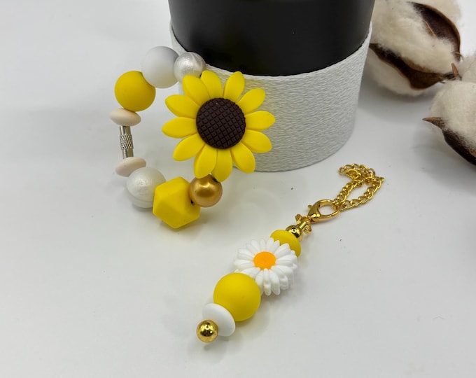 SunFlower Yellow Stanley Cup Bracelet:  Cup Handle Bracelet | Straw Charm | Sunflowers