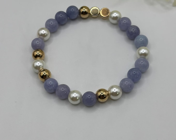 Angeline Blue  Gemstone Bracelet | Gemstone bracelet | Stretch Bracelet | Morse Code bracelet | Badass |