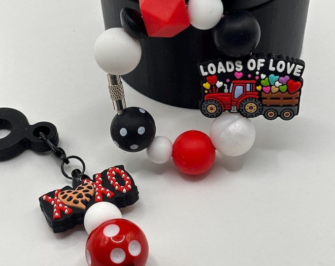 Tractor Animal Print  Stanley Tumbler Straw Charm  | Handle Charm | Silicone Focal Beads  |