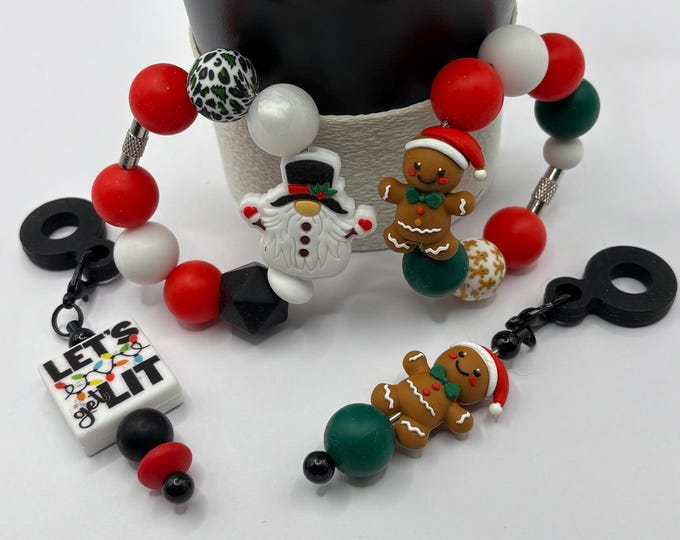 Christmas Gingerbread Man Stanley Cup Bracelet:  Cup Handle Bracelet | Straw Charm | Holiday | Gingerbread |