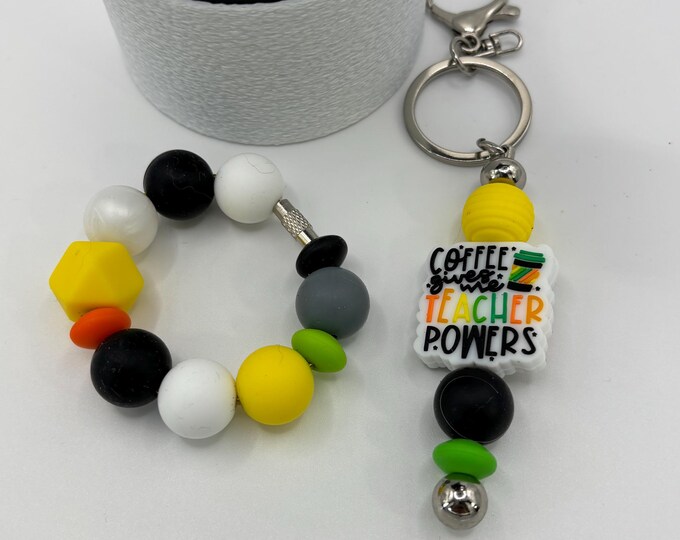 Teacher Theme  Stanley Cup Bracelet:  Cup Handle Bracelet | Straw Charm | Purse Bracelet | Teacher Gift