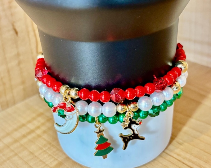 Christmas Stanley Cup Bracelet | Tumbler Accessories  | Stanley Charm Bracelet | Tumbler Bracelet | Christmas | Stretchy Cup Bracelet