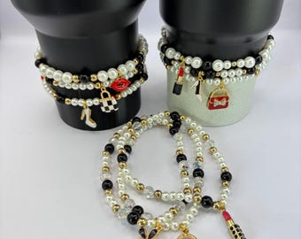 Girly Stanley Cup Bracelet | Tumbler Bracelet | Tumbler Charm Bracelet |  | Stretchy Cup Bracelet | Girly Girl Charms