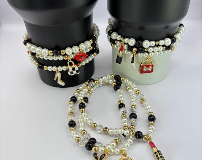 Girly Stanley Cup Bracelet | Tumbler Bracelet | Tumbler Charm Bracelet |  | Stretchy Cup Bracelet | Girly Girl Charms