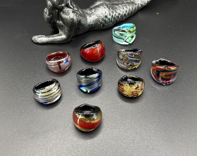 Size 7 1/2 Assorted Glass Rings | Murano Inspired Glass Rings
