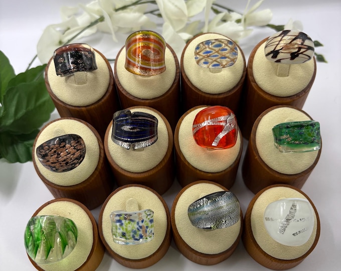 Size 8 Lampwork Glass Rings | Murano Inspired Glass Ring | Statement Ring | Lampwork Ring| All size 8