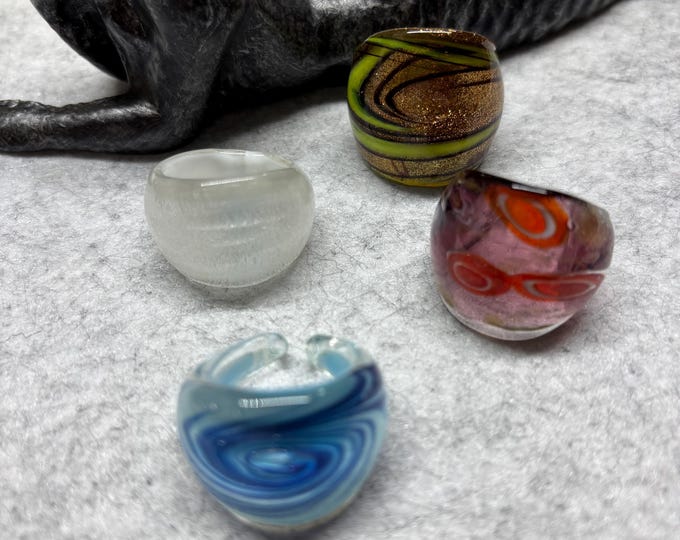 Size 6 |  Assorted Glass Rings | Millefiori Glass Rings | Murano Inspired Glass Rings