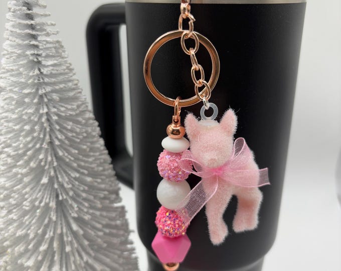 Christmas Pink Reindeer Stanley Cup Straw Charm:  | Straw Charm  | Holiday  | Pink Reindeer