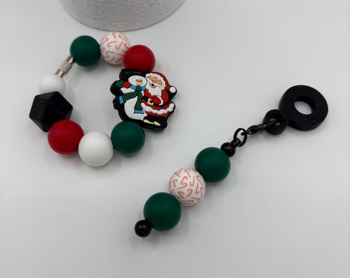 Christmas Santa  Stanley Cup Bracelet:  Cup Handle Bracelet | Straw Charm | Purse Bracelet | Holiday | Santa |