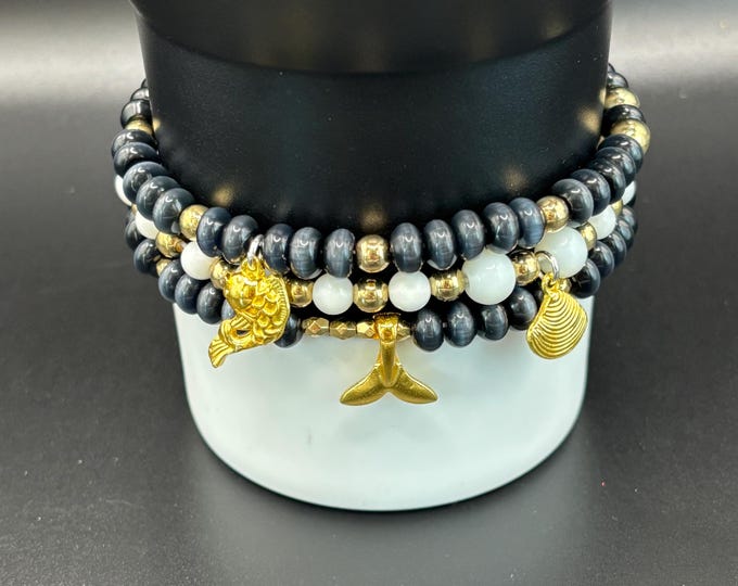 Coastal Set Stanley Cup Bracelet | Tumbler Accessories | Stanley Charm Bracelet | Tumbler Bracelet | Stretchy Cup Bracelet