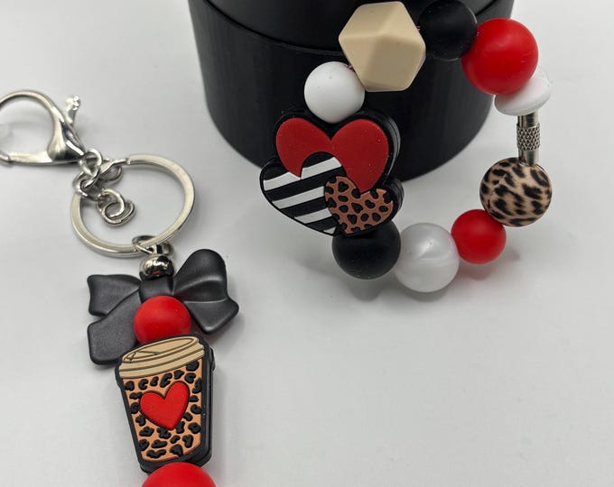 Coffee Animal Print  Stanley Tumbler Straw Charm  | Handle Charm | Silicone Focal Beads  |