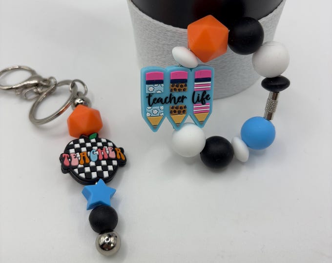 Teacher Theme  Stanley Cup Bracelet:  Cup Handle Bracelet | Straw Charm | Purse Bracelet | Teacher Gift