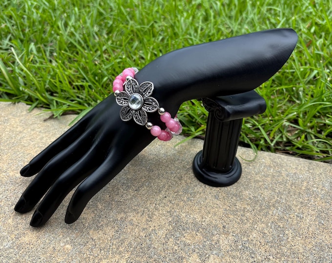 Jade bracelet | Stretch bracelet | Multistrand bracelet | Pink  Jade  gemstones |