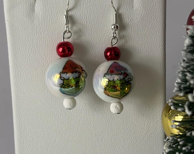 Christmas A Grinch Pair of Earrings | Grinch Hand | Holiday Earrings | Christmas Earrings | Sterling Silver Ear Wires