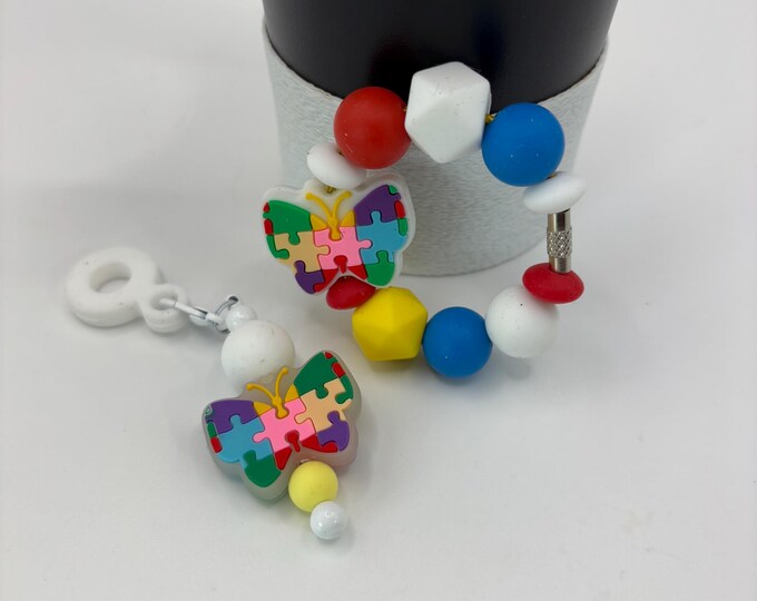 Autism Awareness Stanley Cup Bracelet:  Cup Handle Bracelet | Straw Charm | Purse Bracelet |