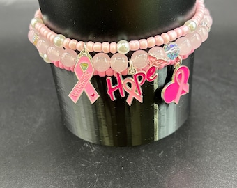 Breast Cancer Stanley Cup Bracelet | Tumbler Bracelet | Tumbler Charm Bracelet |  | Stretchy Cup Bracelet | Hope | Warrior
