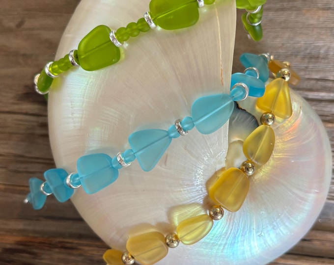 Seaglass Bracelet | Turquoise Blue Seaglass  | Peridot Seaglass | Gold Seaglass | Seaglass Bracelets
