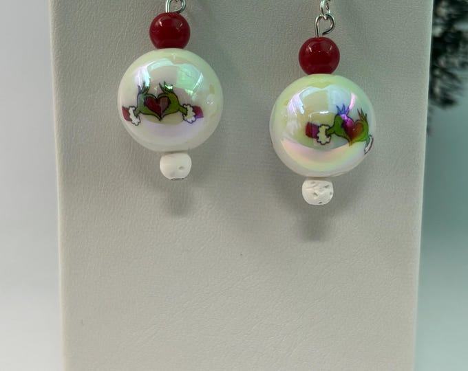 Christmas A Grinch Pair of Earrings | Grinch Hand | Holiday Earrings | Christmas Earrings | Sterling Silver Ear Wires