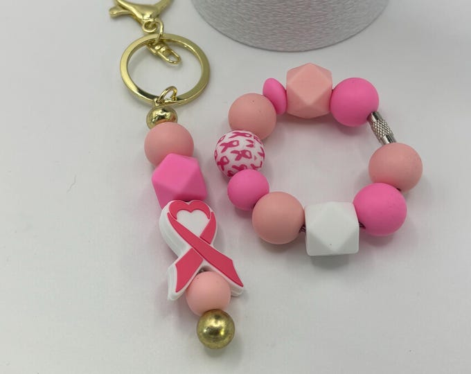 Breast Cancer Pink Ribbon Awareness Stanley Cup Bracelet:  Cup Handle Bracelet | Straw Charm | Purse Bracelet |