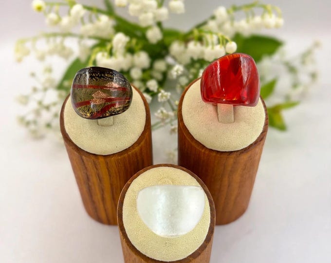 Size 5 1/2 Set of 3 | Lampwork Glass Rings | Millefiori Glass Rings | Murano Inspired Glass Rings | Statement Rings | 1 Price 3 Rings