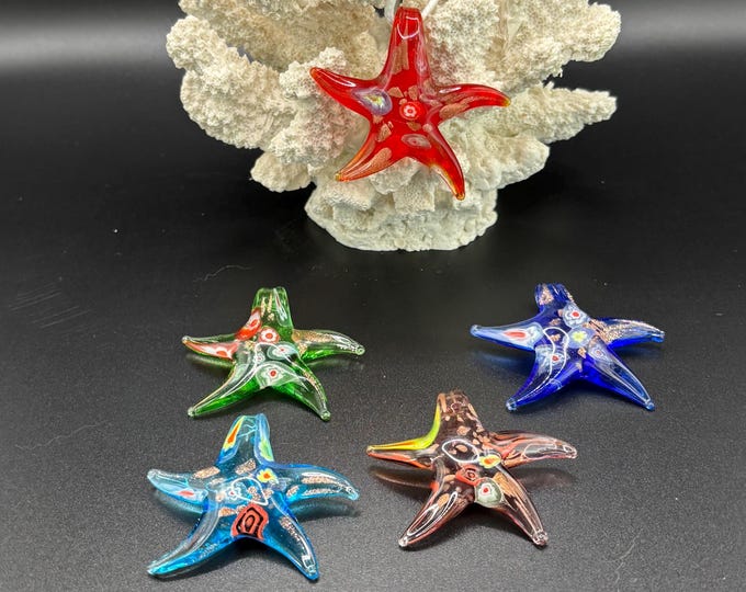 Millefiori Glass Starfish | Starfish Pendant Necklace | Starfish Jewelry | Glass Starfish Pendant
