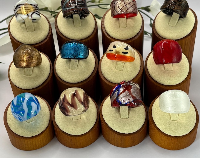 Size 7 Lampwork Glass Rings | Millefiori Glass Rings | Murano Inspired Glass Rings | Statement Rings
