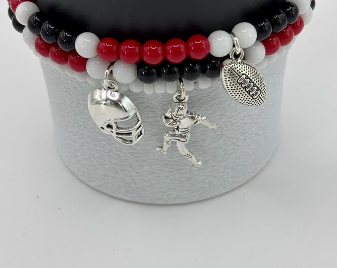Football Stanley Tumbler Bracelet: Go Falcons Team Colors, Charm Accessories - Set of 3