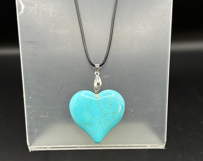 Turquoise Gemstone Pendant Necklace | Gemstone Heart | Statement Pendant |