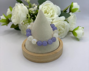 Lavender Jade and Moonstone | Jade bracelet | Moonstone bracelet | Gemstone bracelet | Stretch Bracelet