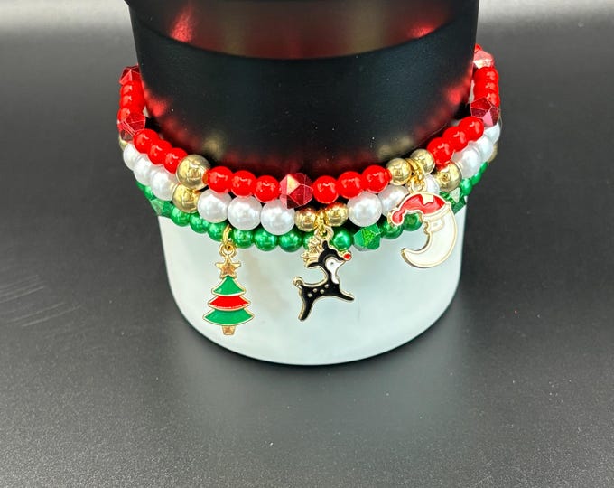 Christmas Stanley Cup Bracelet | Tumbler Accessories  | Stanley Charm Bracelet | Tumbler Bracelet | Christmas | Stretchy Cup Bracelet