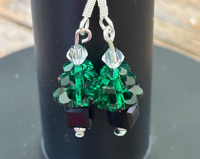 Swarovski Christmas Tree Earrings | Holiday Earrings |  Swarovski Crystals  | Christmas Earrings | Sterling Earrings