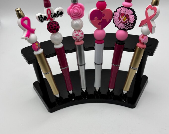 Breast Cancer Awareness Pen:  Silicone Beaded Pen | Survivor | Warrior | Pink